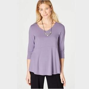 J Jill Allium V Neck Peplum Top Lilac Small Petite